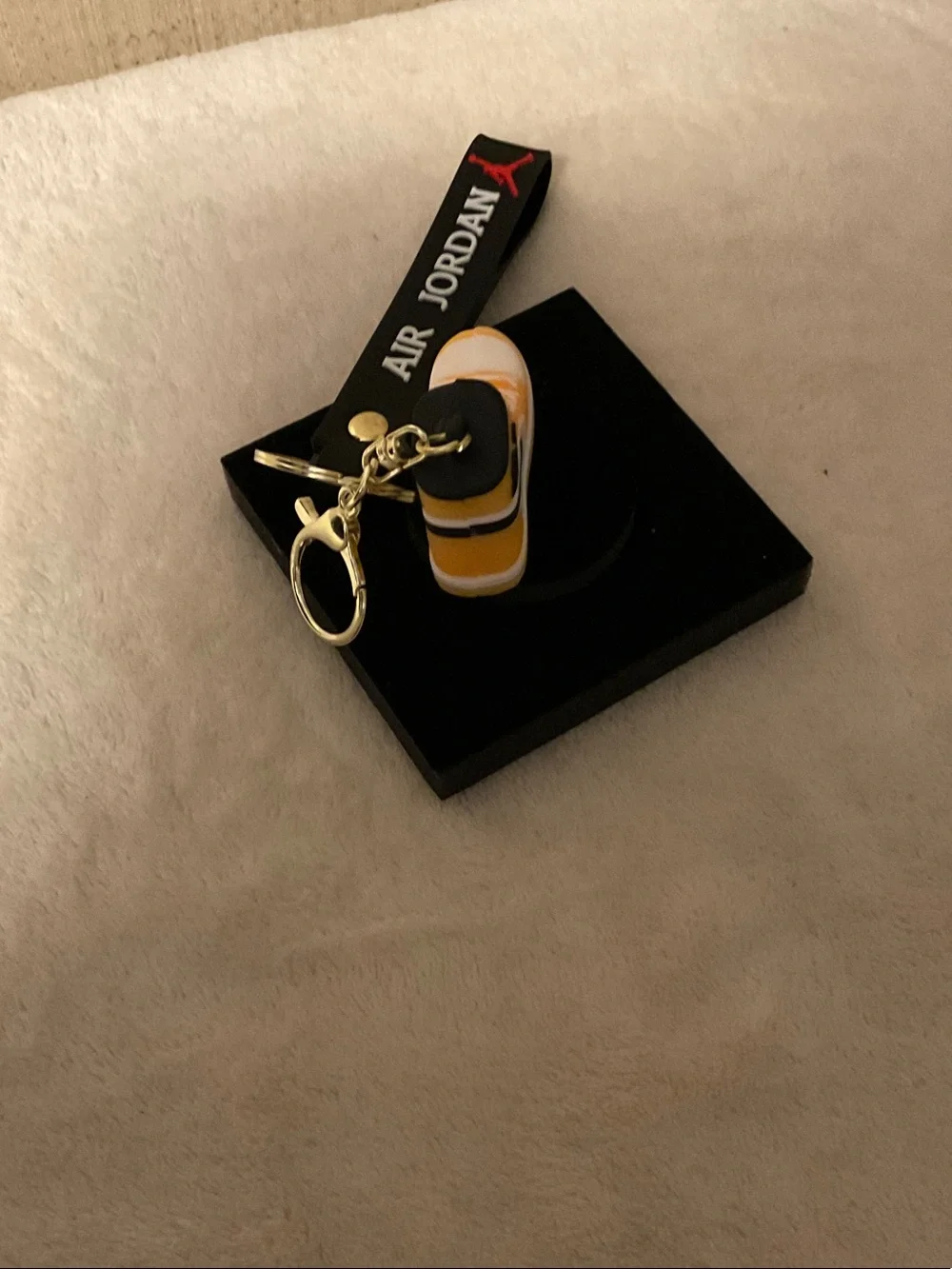 Jordan Yellow Sneaker Keyring with Black Branded Strap